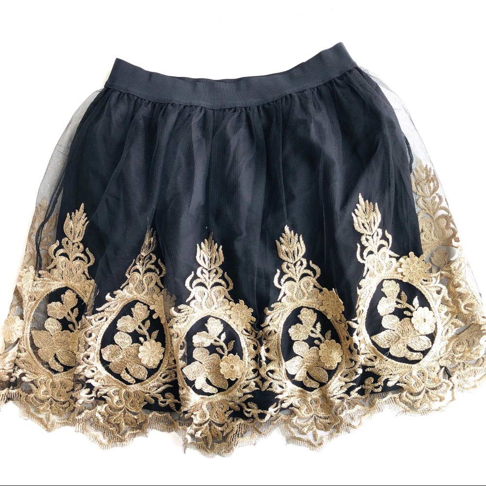 Ark & Co. Gold and Black Tutu Baroque Skirt  Sz M
